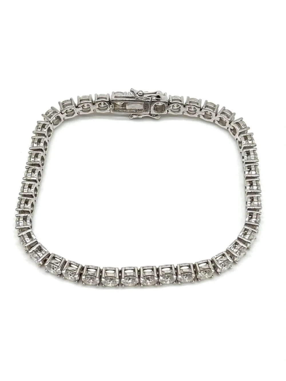 925 Silver, 14.4CTW Moissanite Tennis Bracelet - 8”